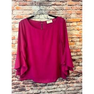 Everly sheer top 3/4 sleeve blouse women's size small